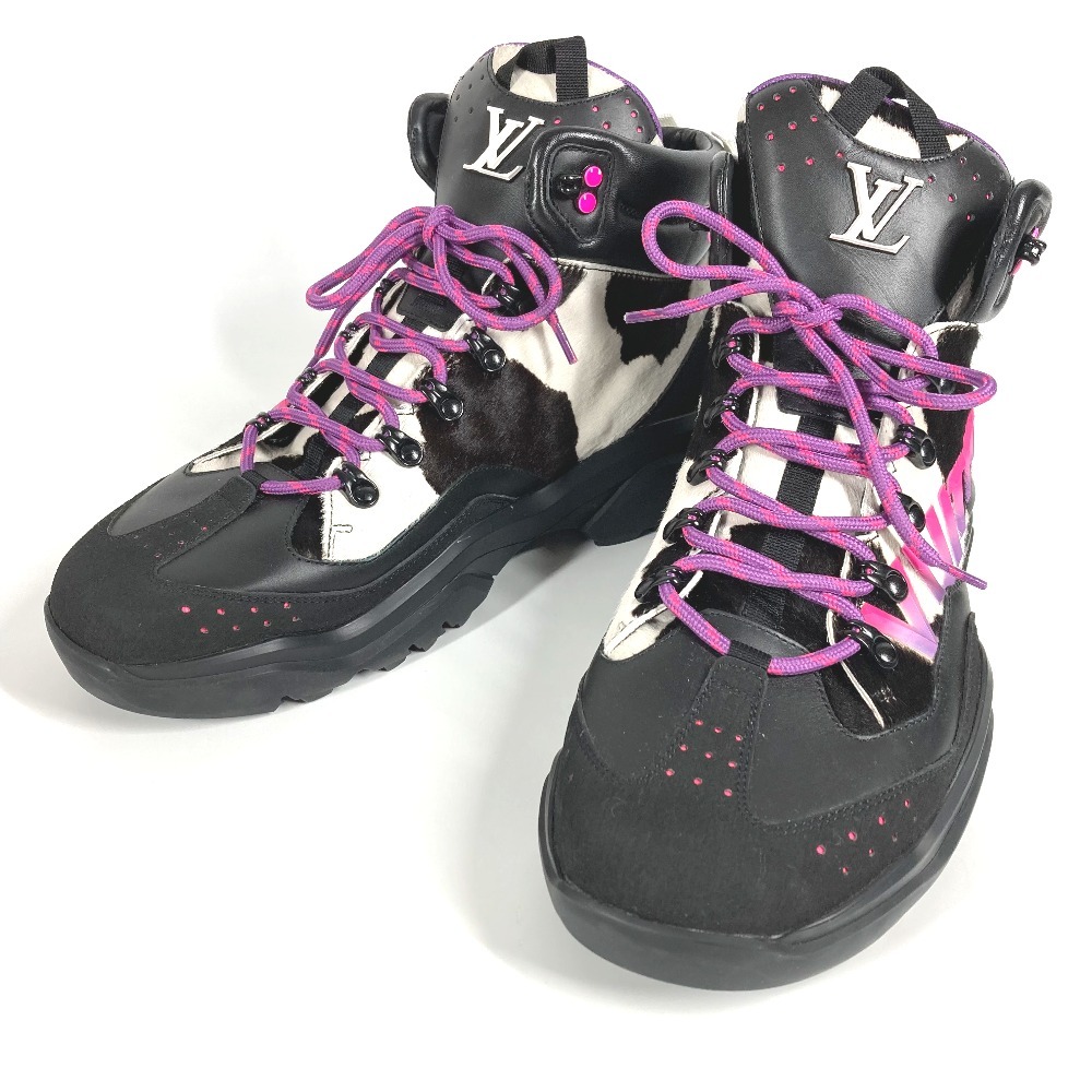 スニーカー 1A995F ミディアム アンクルブーツ ミレニアムライン ハイカットスニーカー 靴 シューズ LVロゴ ハラコ/レザー ブラック