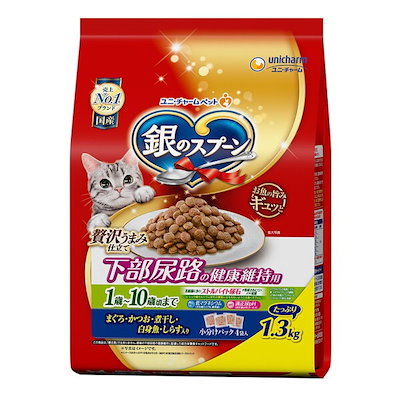 他サイト： キャットフード　贅沢うまみ仕立て　下部尿路の健康維持用　１歳ー１０歳頃まで　まぐろ・かつお・煮干し・白身魚・しらす入り　１．３ｋｇ　ＣＲＣ35―15―88―20―00の商品画像
