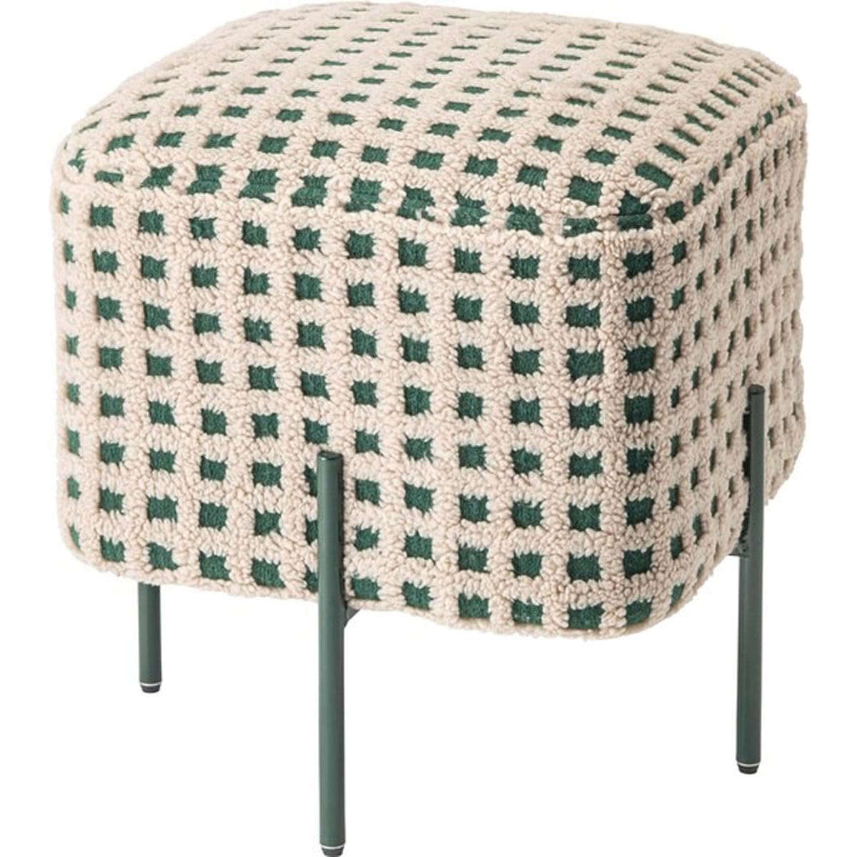 スツール PC-508 椅子 イス チェア オットマン おしゃれ かわいい アイアン ボア チェック柄 北欧 個性的 カフェ リビング アイアン 小さい コンパクト 小さい 子供 腰掛け グリーン 緑