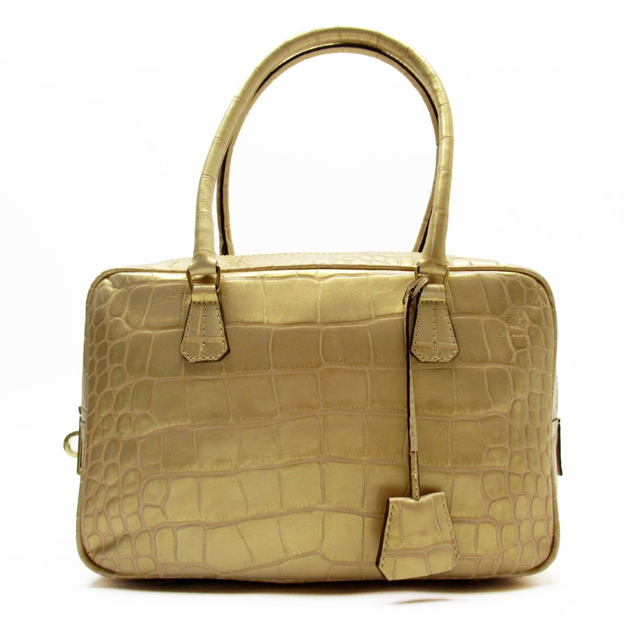 エーディーエムジェイ ADMJ ハンドバッグ 型押しレザー ゴールド レディース t19390g