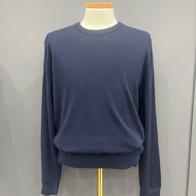 メンズ秋・冬 ウール混紡 ネイビーカラー ラウンドニット OSTS20101