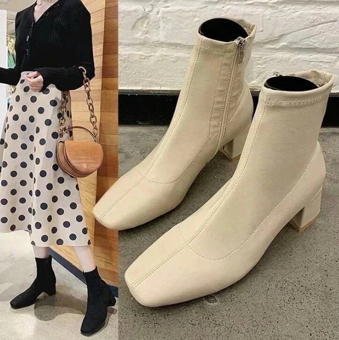 シューズ ショートブーツ スクエア スエード レディ ブーツ レディース 疲れない おしゃれ ヒール