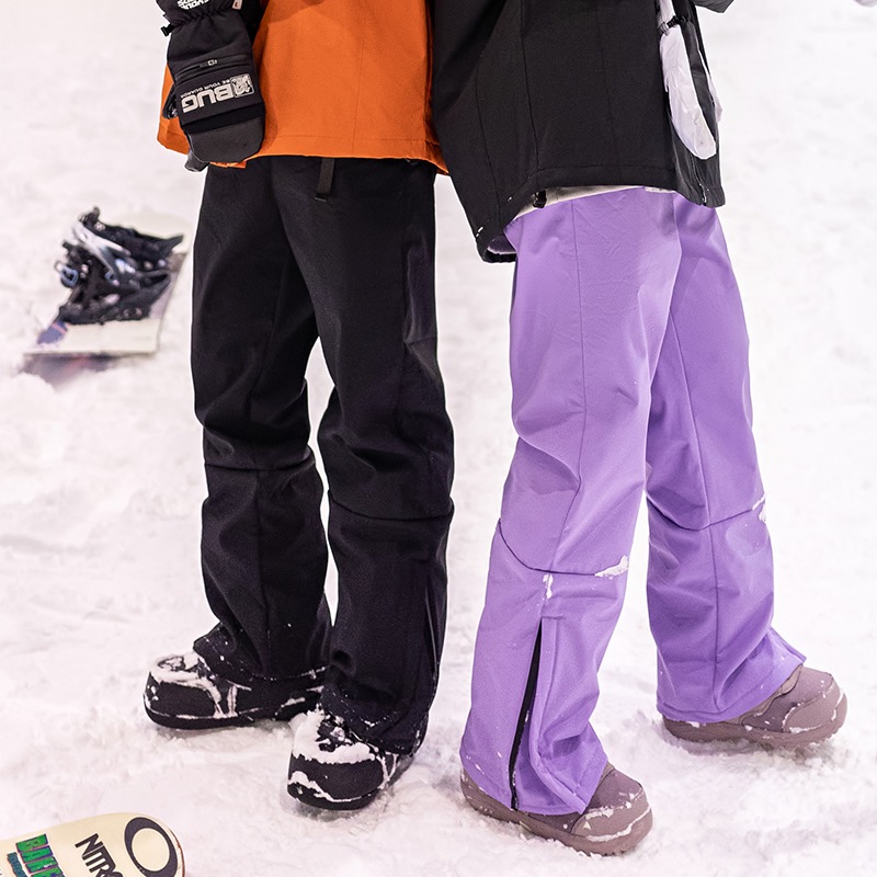 13色アウトドア防風ゆったりスキーパンツ男性防水保温女性加絨厚手シングルダブル登山パンツ