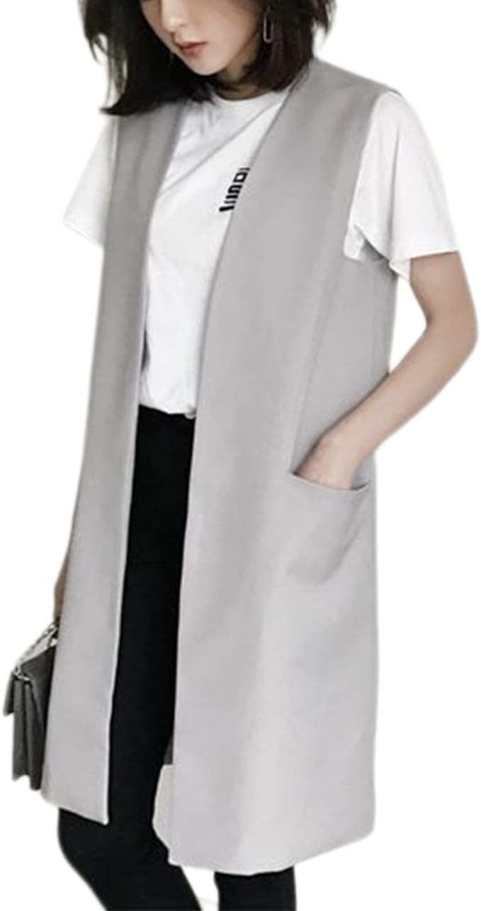 ベスト レディース ジレ ロングスーツベスト ノースリーブ ロングジレ オフィス カジュアル おしゃれ ロングベスト ノーカラー 通勤 日常 春夏秋