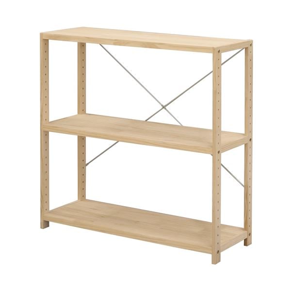 収納棚 約幅82×奥行30×高さ83cm 3段 木製 高さ調節可 パインラック 80 組立品 ブックシェルフ 本棚 オープンラック 6,561円