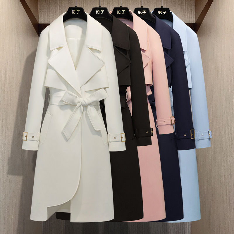 2024新作ウインドブレーカーレディースミドル丈春秋ファッション気質シンプル人気万能ウエスト無地ジャケットレディース