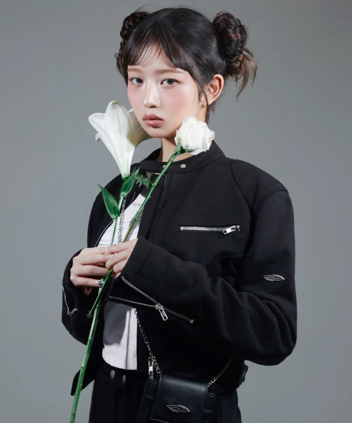 [IVE REI モデル着用] W Biker Jersey Jacket 2color 男女共用 韓国の人気ファッションブランド 26,000円