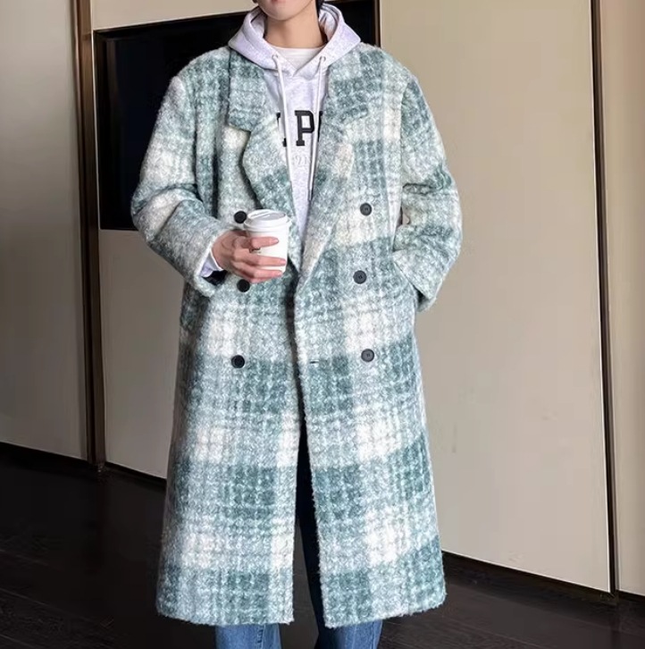 2024秋冬新品メンズアウター 防風 ロング丈 コート ツイードコートジャケット韓国 ファッションDY04 2COLOR