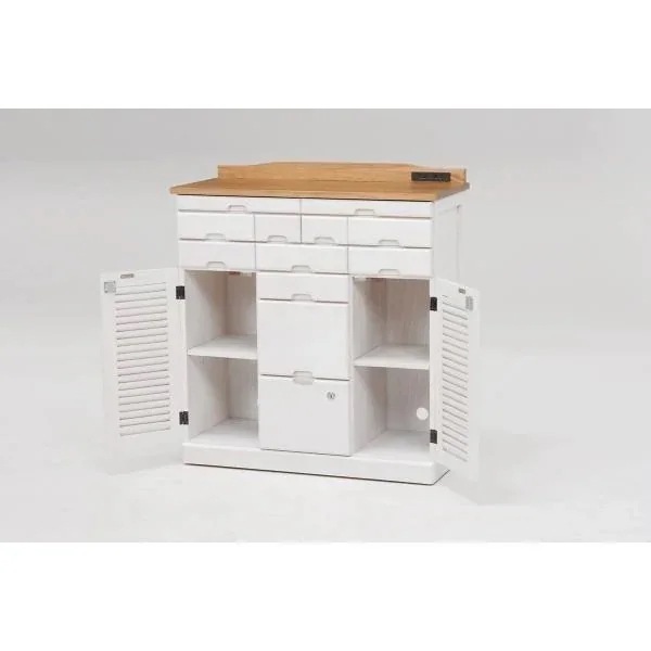 棚 扉付き キャビネット 鍵 引き出し 小物入れ 貴重品入れ 天然木桐材 サイドボード リビングチェスト 完成品 幅76cm