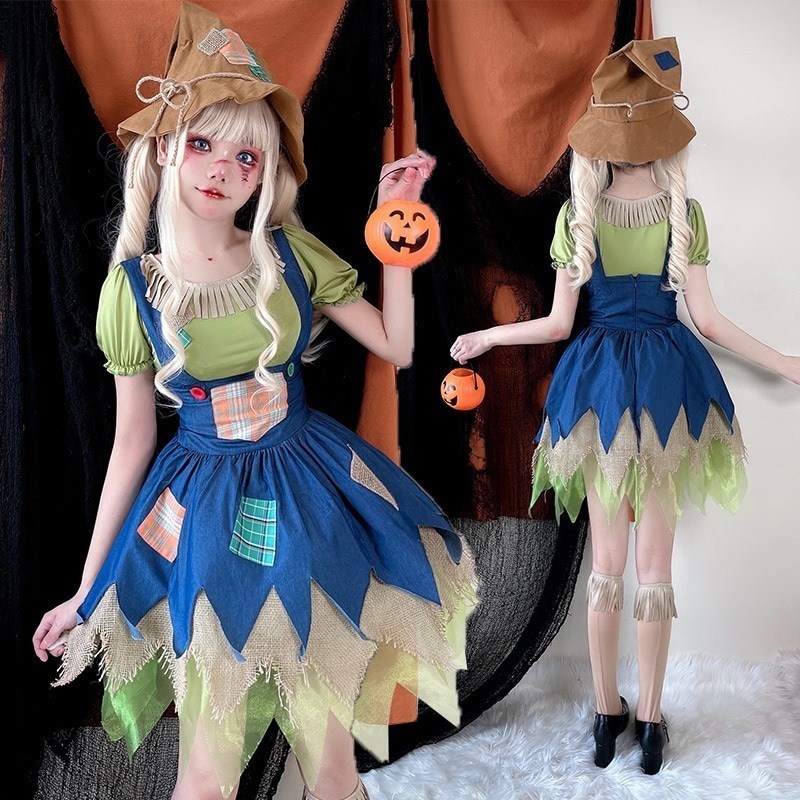 【全シリーズ発売中】 【値引き中】ハロウィーン衣装魔女スカート魔女服かかしコスプレ化粧舞踏会パーティー道化師服