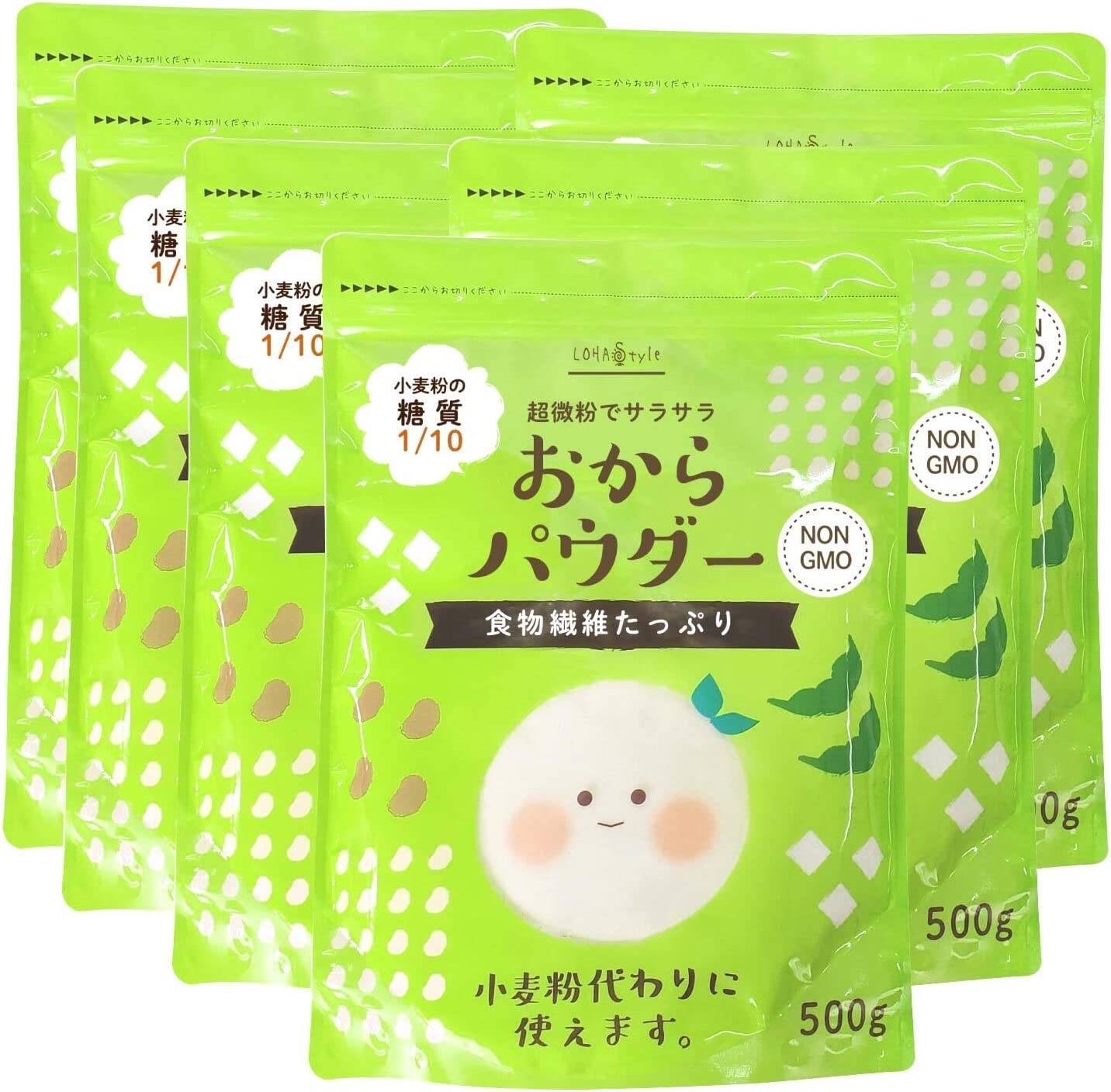 おからパウダー 500g 6袋セット 粉末 乾燥おから 糖質オフ 低糖質 小麦粉の代わりに