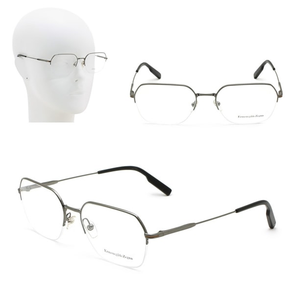 フレームのみ EZ5226/V 009 55 Ermenegildo Zegna メガネ 眼鏡 サテンガンメタル ブラック