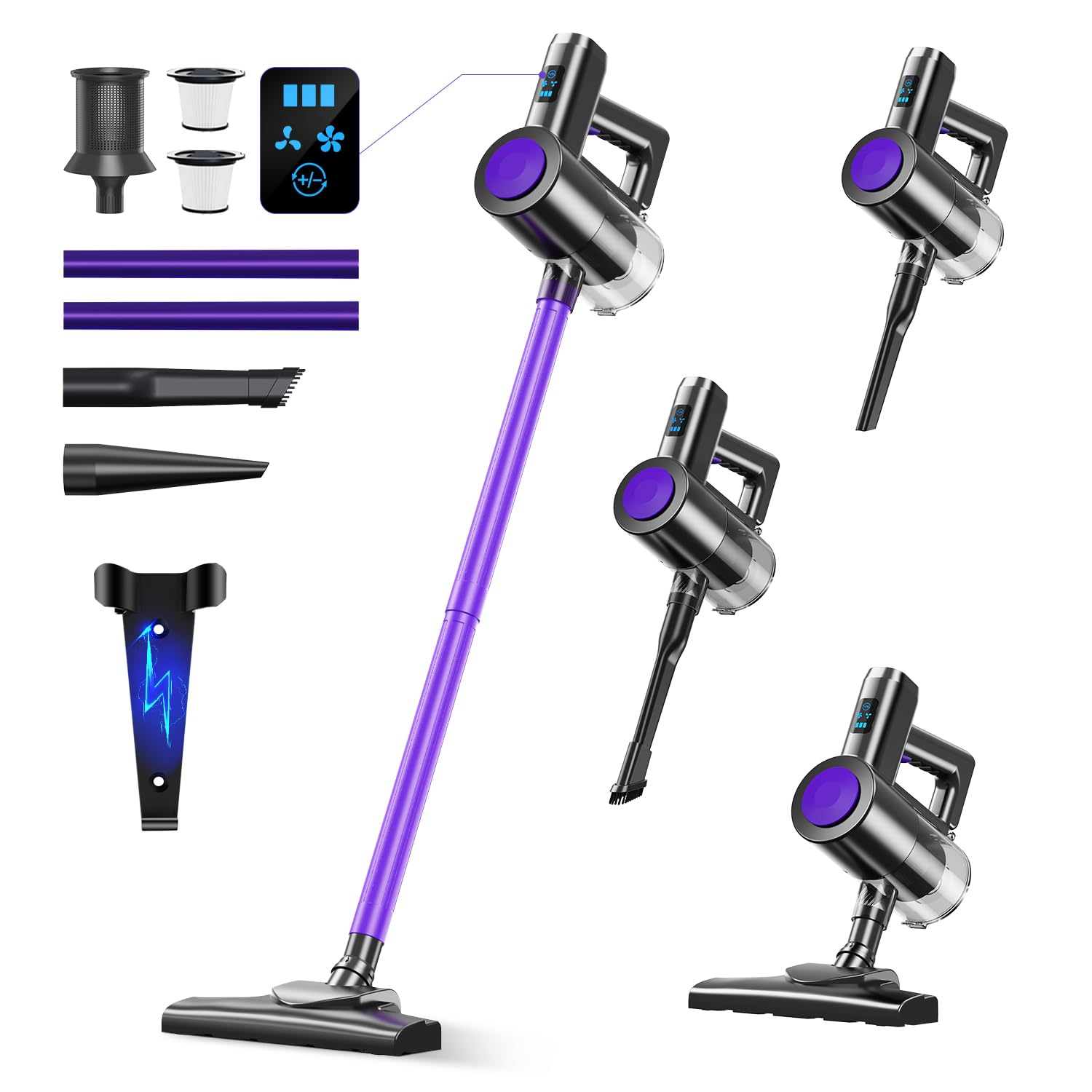 掃除機 コードレス 【2025進級版&26000pa超強力吸引&LCDタッチディスプレイ】 コードレス掃除機 サイクロン式 45分連続稼働 壁掛け収納＆充電 ハンディークリーナー スティックークリーナ 6,078円