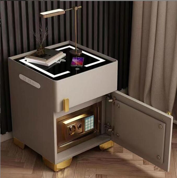 スマートキャビネット　サイドテーブル　ワイヤレス充電　多機能　贅沢の金庫　引き出し　ライト付き