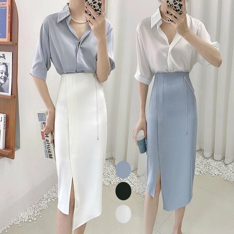 スカート Aライン 春秋 レディース 膝丈 体型カバー 上品 きれいめ お出かけ ハイウェスト 通勤 フォーマル 洋装 発表会 パーティー スリット 大人 結婚式 二次会 同窓会 ファッション ba