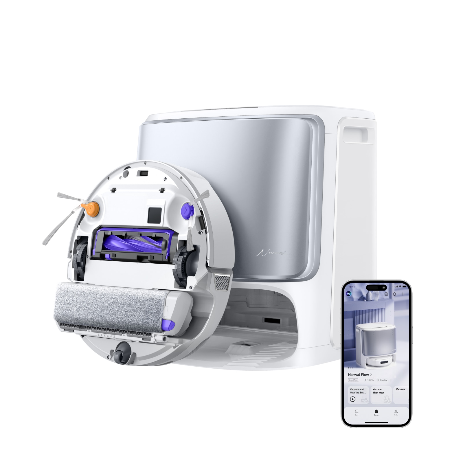 ナーワル Flow Performance ロボット掃除機 水拭き 両用 日本初のクローラーモップ FlowWash リアルタイム洗浄モップ 20,000Pa強力吸引 デュアルRGBカメラ 障害回避