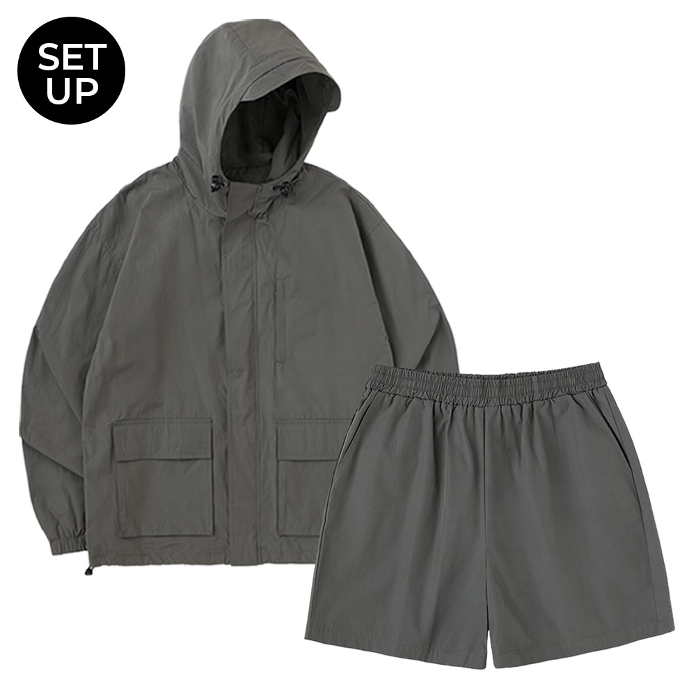 [SET] Waterproof Windbreaker Short SET-UP (GRAY)