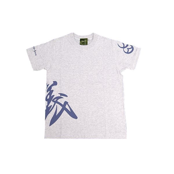 戦国武将Tシャツ (直江兼続 義) XSサイズ 半袖 綿100% 白杢(ホワイト) (Uネック おもしろ)