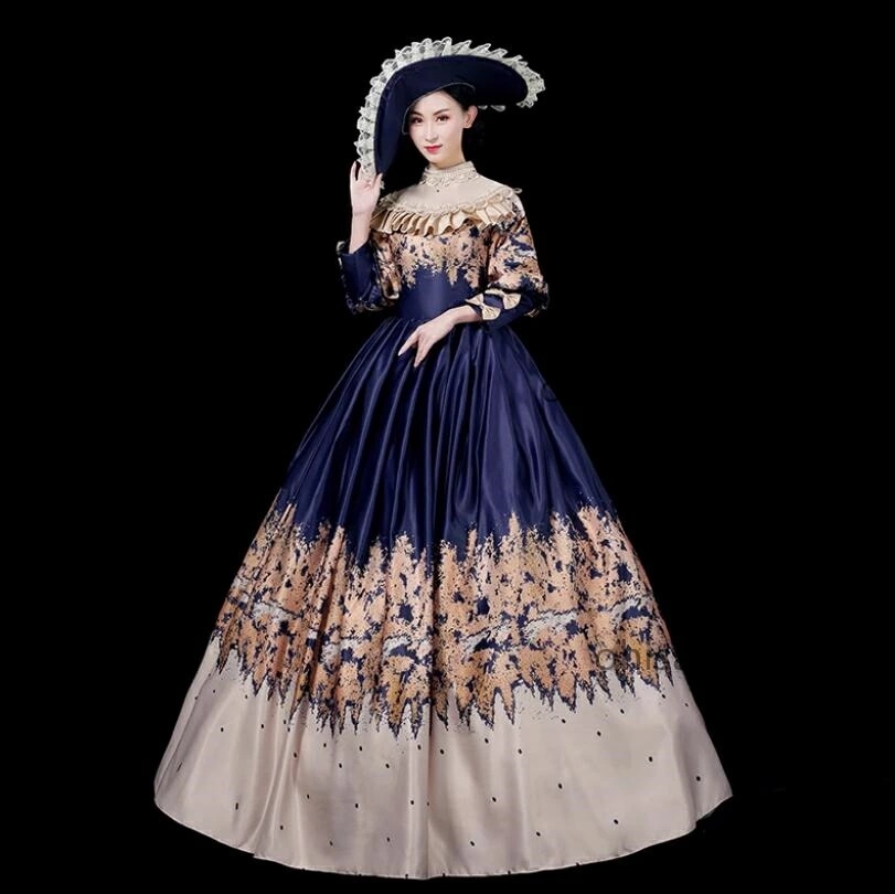 限定モデル貴族ドレス ヨーロッパ風 宮廷ドレス オペラ声楽 可愛い 長袖 プリンセスドレス 中世貴族風 ステージ衣装 貴婦人ドレス 舞踏会 文化祭 学園祭 ロングドレス パーティードレス お嬢様 ワン