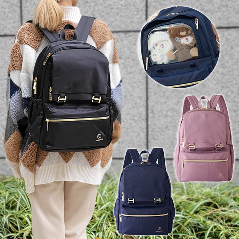 Precerium 推し活 ぬい活 リュックサック 15L A4 リュック レディース バックパック デイパック 推し活バッグ ipad PC 旅行 撥水 プレスリューム
