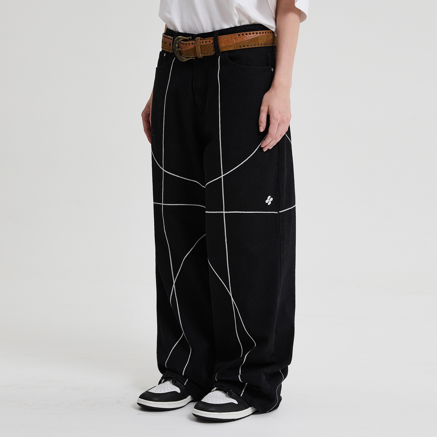 HD Chain Stitch Denim Pants BLACK