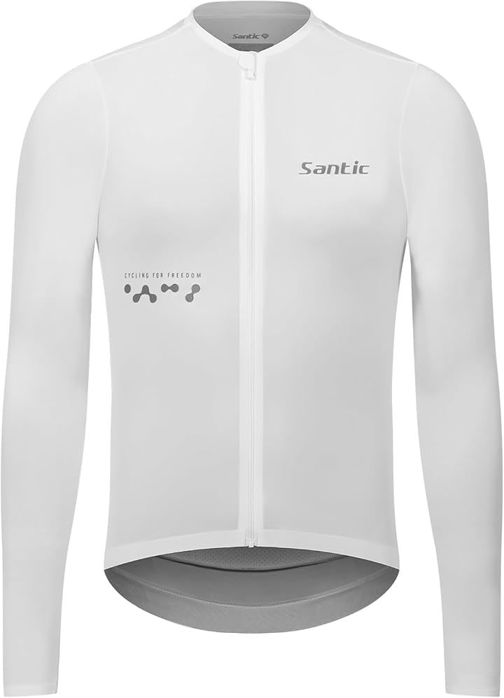 サイクルジャージ メンズ 長袖 春夏 ロードバイク サイクリングウェア 自転車 UVカット 吸汗速乾 軽量 男女兼用(ホワイト, 2XL)