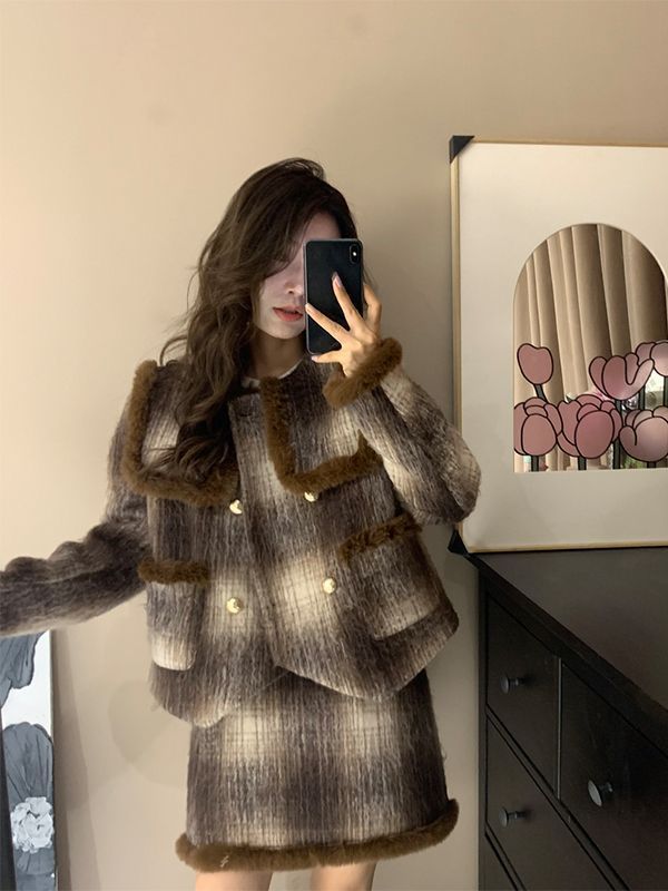 韓国 上下セット 秋服 オールインワン セットアップエレガントなスーツスカート