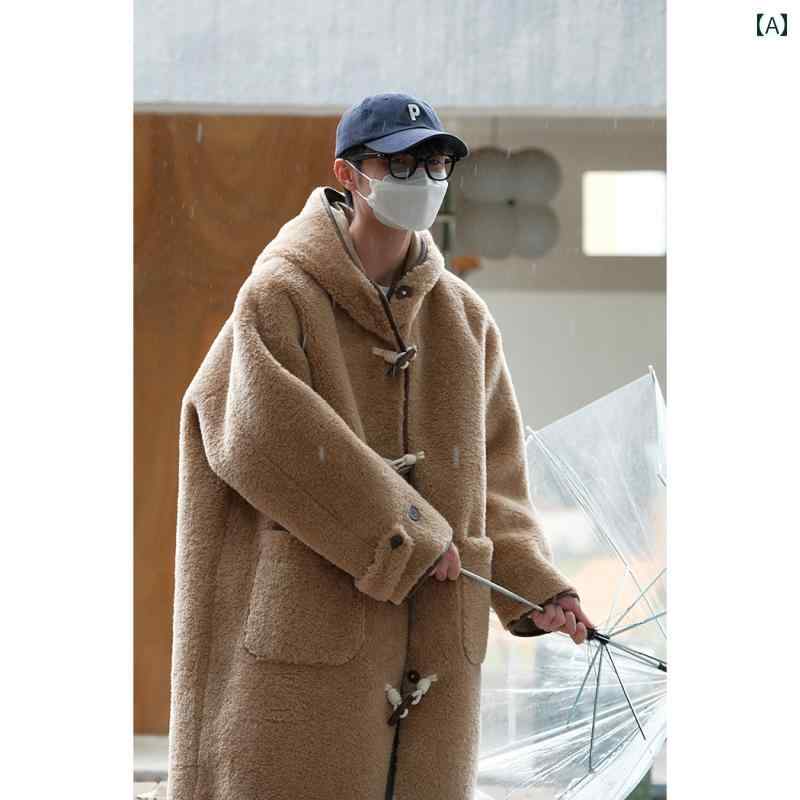 ダッフルコート メンズ アウター カジュアル おしゃれ フード付 ファー ボア 韓国 丈 トグルボタン メンズ レディース兼 カーキ