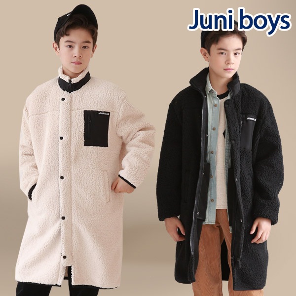 NANAJUNIJN CLUB LONG FLEECE キッズアウター ジャンパー コート フリース ロングコート アウター ジュニア 防寒