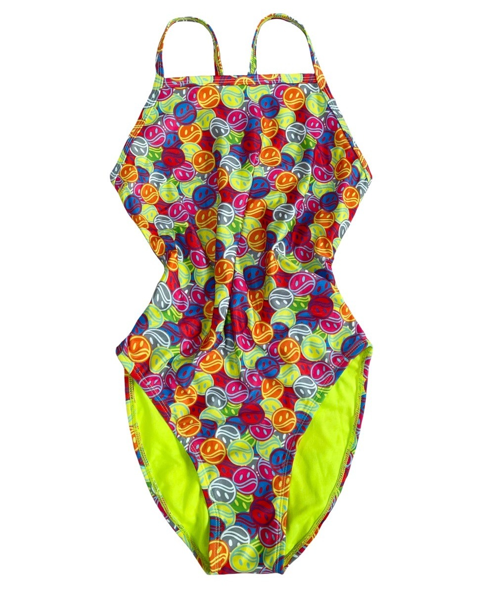 女子 室内講習 水着-Rainbow time-ポリ100%