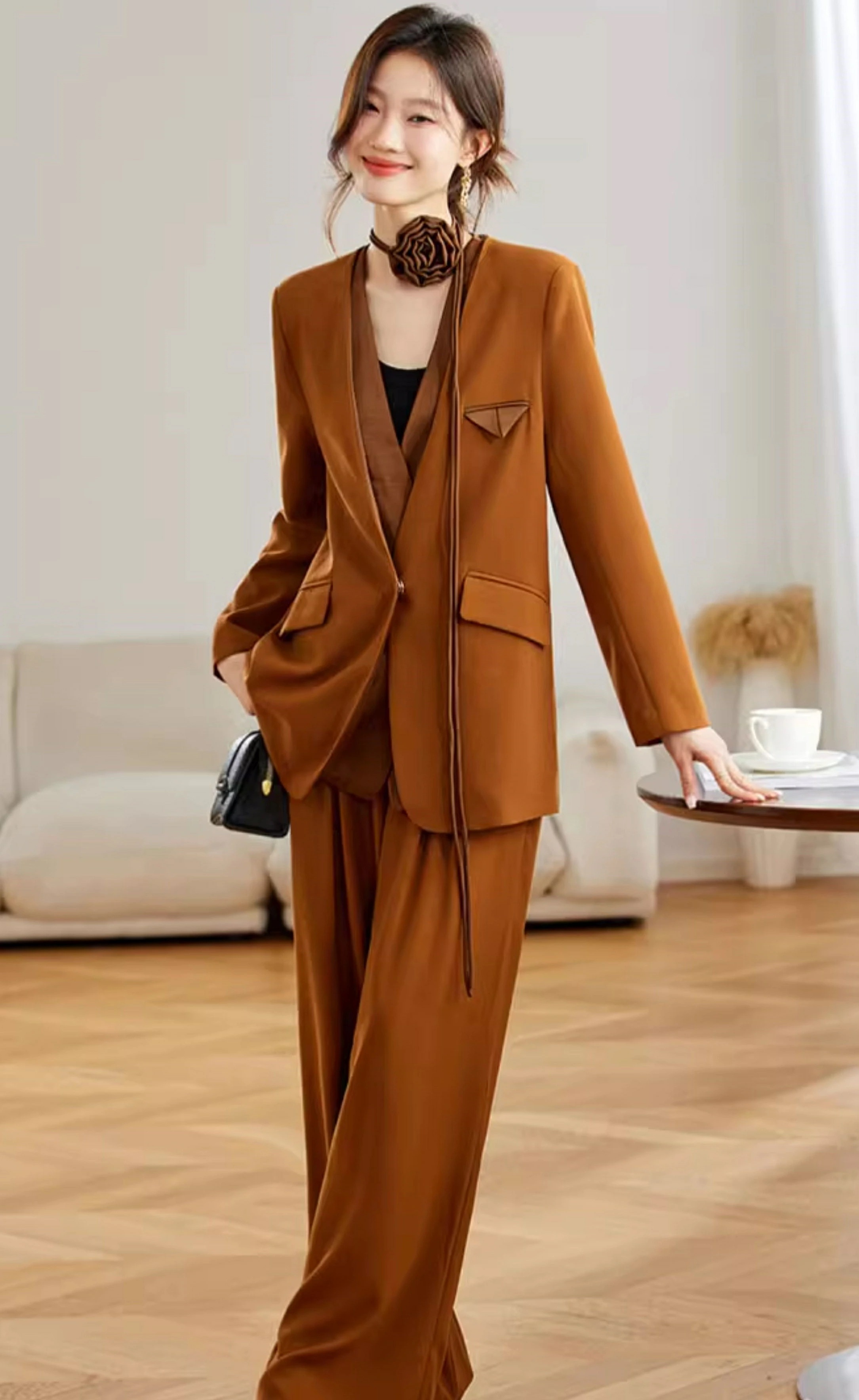 激安価格！2025新作 レディーススーツ 長袖上着+ロングズボン 2点セットアップ 背広トップス ジャケット 背広パンツ 通勤 職業服 紳士服 上質 高級感 ファッション 高品質 20代30代40代