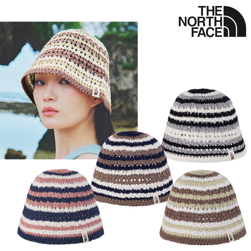 NE3HR03 W CROCHET BUCKET HAT クロシェ バケットハット 通気性 軽量 柔らか 折りたたみ 春夏 日よけ 旅行 お出かけ かわいい ボーダー UVケア デイリー 海辺 散歩用