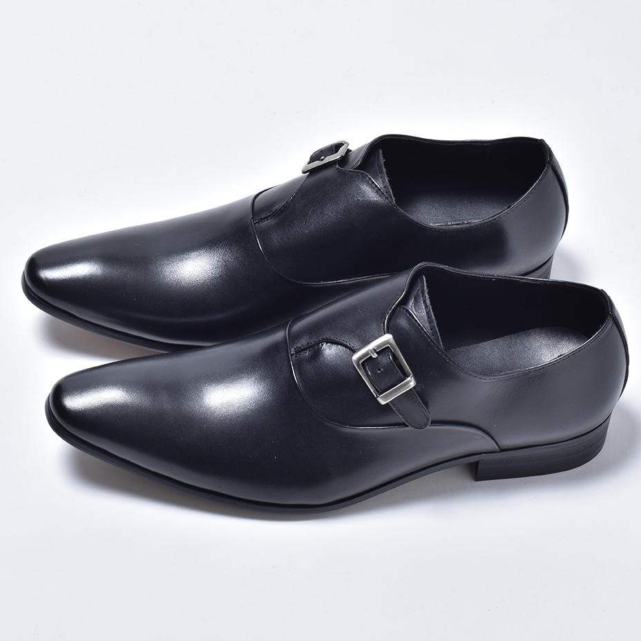 本革 モンクストラップシューズ メンズ 革靴 黒 プレーントゥ HA18519-2 スリッポン 9,620円