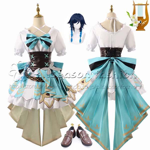 コスチューム原神 げんしん 風 ウェンティ Venti コスプレ衣装 ウィッグ 靴 道具 コスチューム cosplay イベント 演出服 アニメ変装 仮装