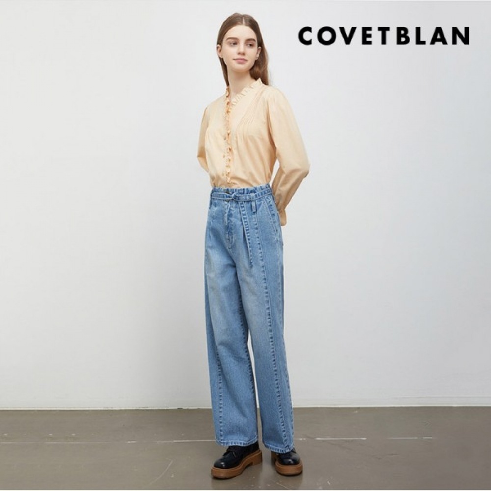 (コルベットブラン) ピンタックフリル装飾ブラウス (V222MBL103W)