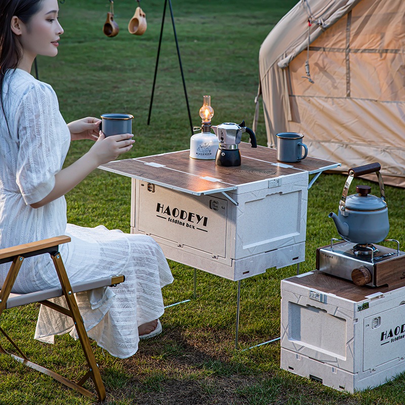 アウトドア キャンピングカー 折りたたみ収納ボックス テーブルボード付き キャンピングカー トロリーボックス トランク収納ボックス キャンピングカー