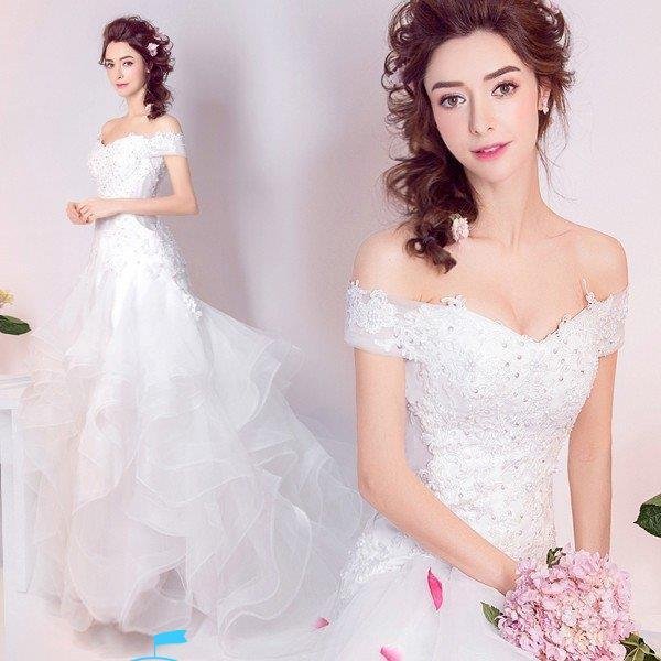 【SALE／60%OFF】 結婚式 ロングドレス 安い マーメイドライン ウエディングドレス ブライダル 二 ウェディングドレス ドレス