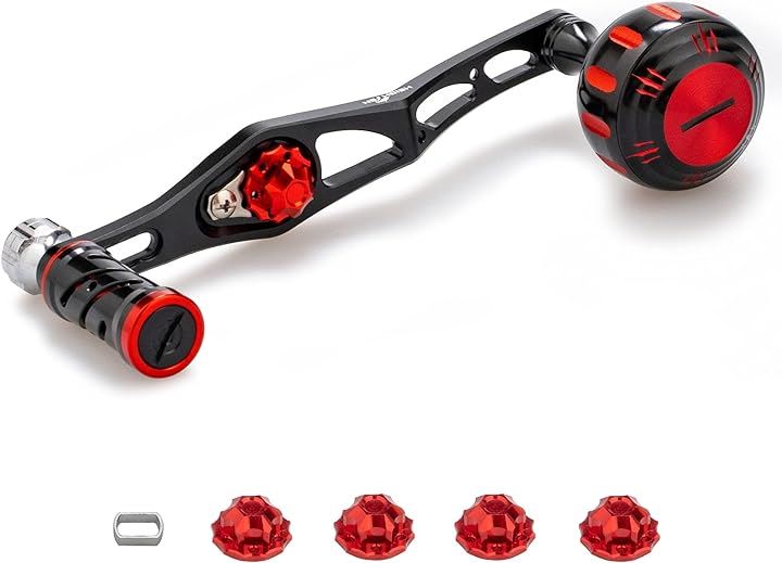 改良型 70/45mm リール ハンドル バランス型 シマノ SHIMANO ダイワ DAIWA アブ Abu ベイトリール 通用( ブラック/レッド(ノブ)＆ブラック(ハンドル)