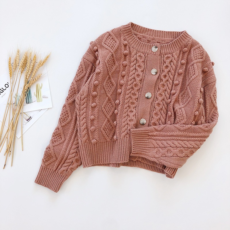 21 新作日本製ハンドメイドボールツイストウールセーターニットセーターコートカーディガン