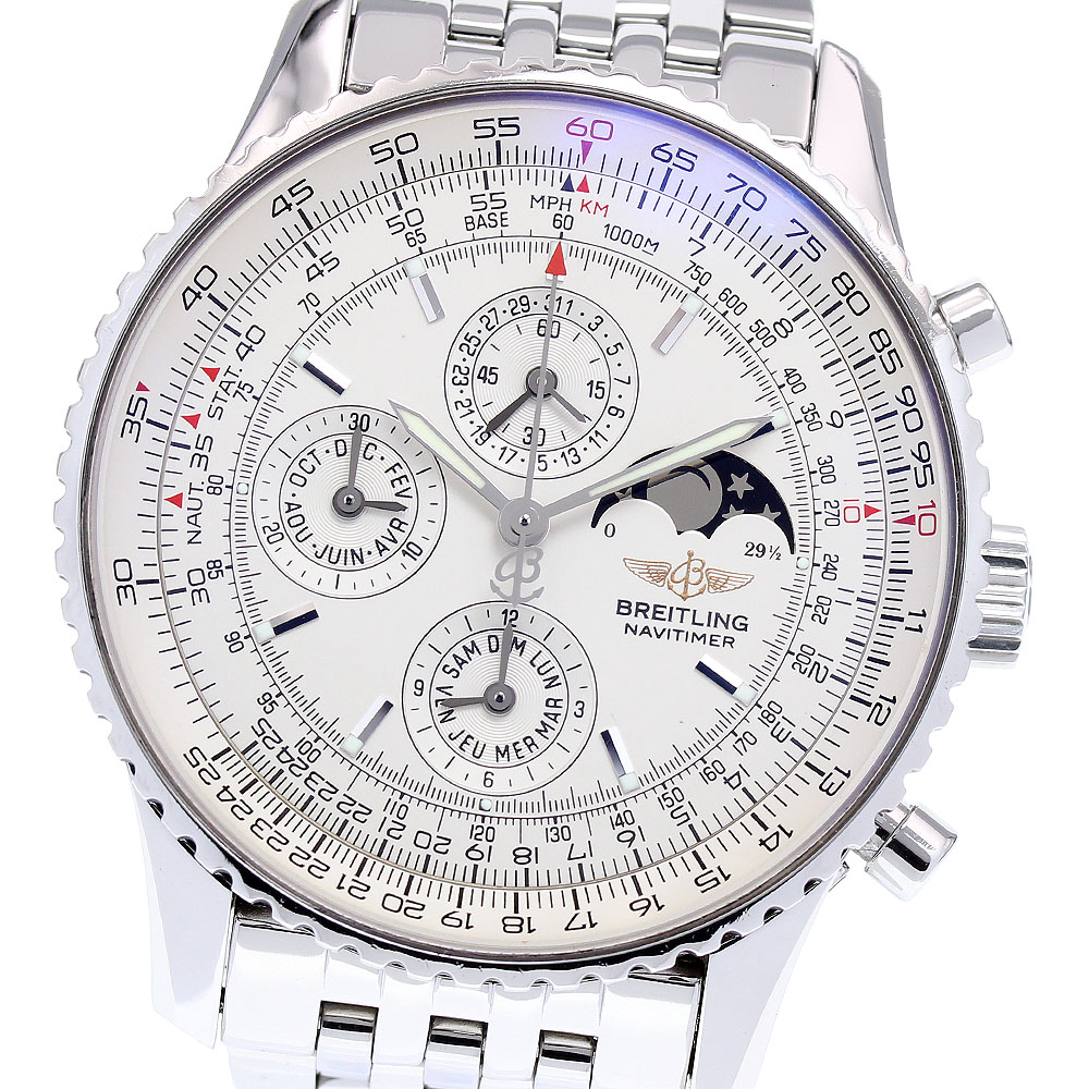 ブライトリング BREITLING A19340 ナビタイマー オリンパス ムーンフェイズ 自動巻き メンズ _845438【中古】