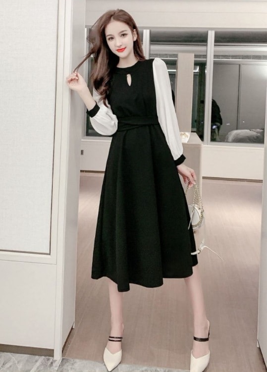 ワンピース ワンピ ミモレ ミモレ丈 ミディアム丈 膝下 半端丈 7分丈 Aライン フレア パフスリーブ フレアスリーブ ボリューム袖 フレンチスリーブ 無地 シンプル レディース 上品 きれいめ 8,398円