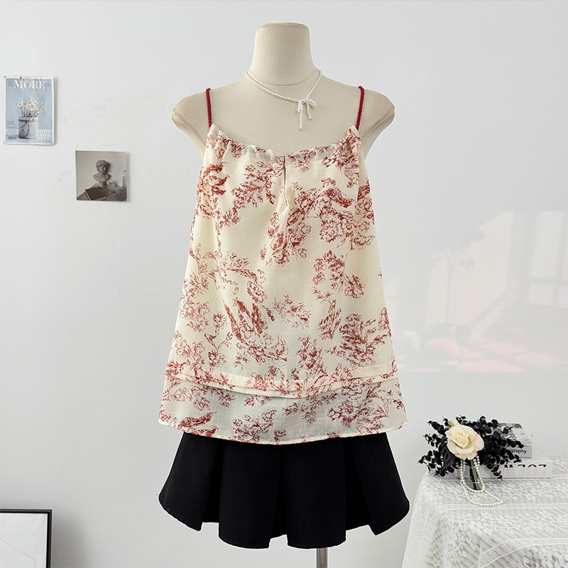 【1点ご購入 で10点プレゼントいたします】新中式水墨画ノースリーブキャミソール女性夏2025デザインセンス洋風減齢ゆったり着やせトップス 100,206円