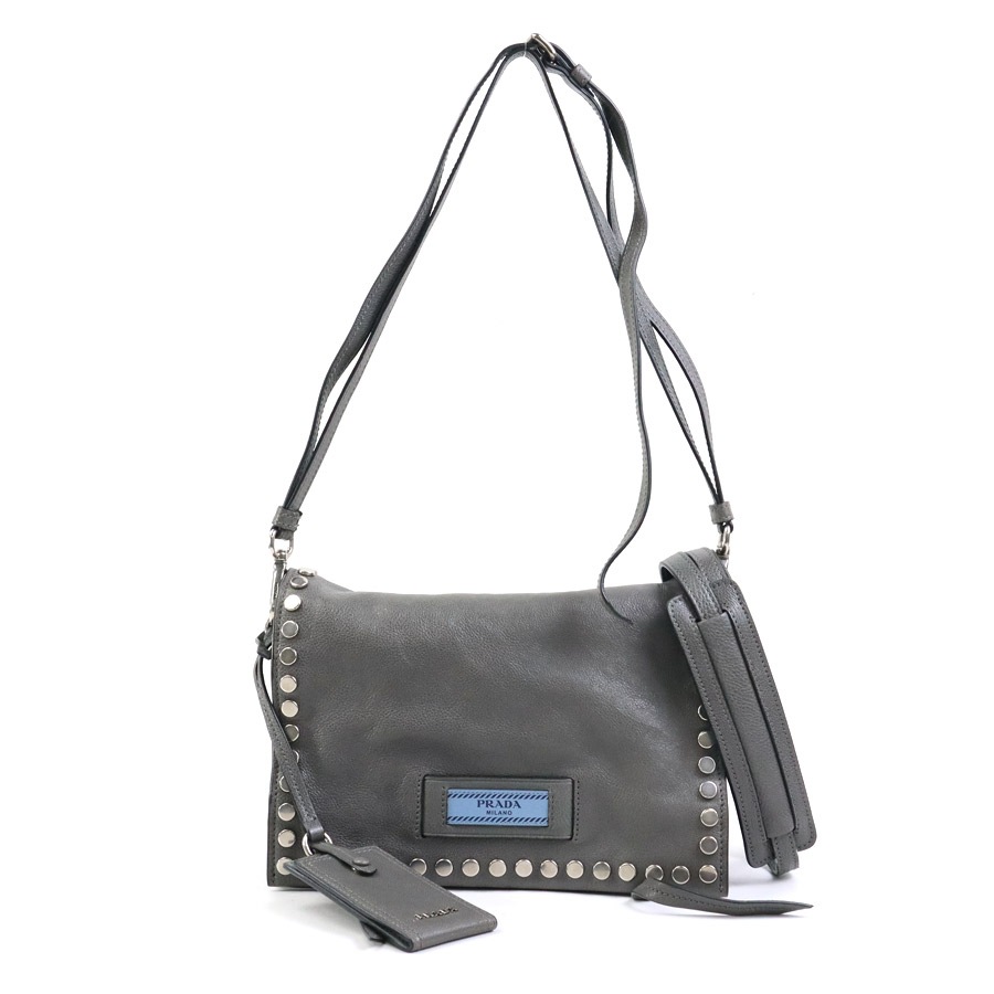 プラダ PRADA ショルダーバッグ 斜め掛けショルダーバッグ レザー グレー レディース 1BD082 a0200