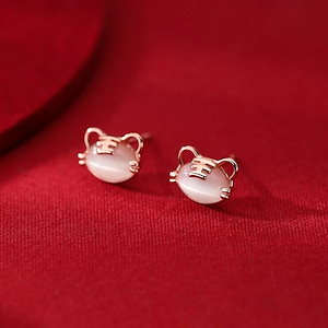 【幸運】46大好評タイガーオパールスタッドピアス女性デザインシンプルゾディアックタイガーピアススモールピアスギフト