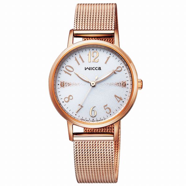 取寄品 正規品 CITIZEN シチズン ウィッカ KP5-166-13 wicca ラウンドフェイス メッシュバンド レディース腕時計