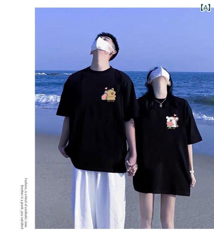 Tシャツ　レディース　かわいい な カップルの 衣装 2025 夏の Tシャツ 半袖 女性 disooの ハイエンド ホット スーツ