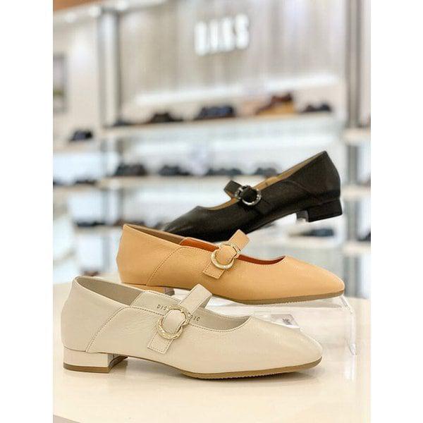 女性2cmメリージェーンバンディングスクエアフラットシューズdis215（P001936590）