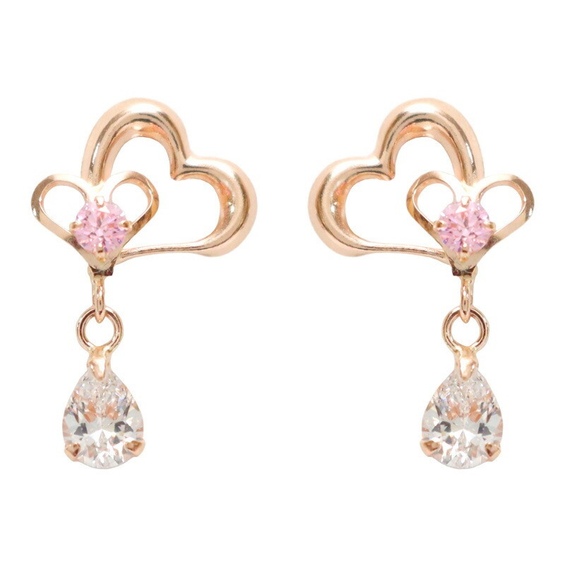 ピアス レディース ハートモチーフ ジュエリー K10ピンクゴールド