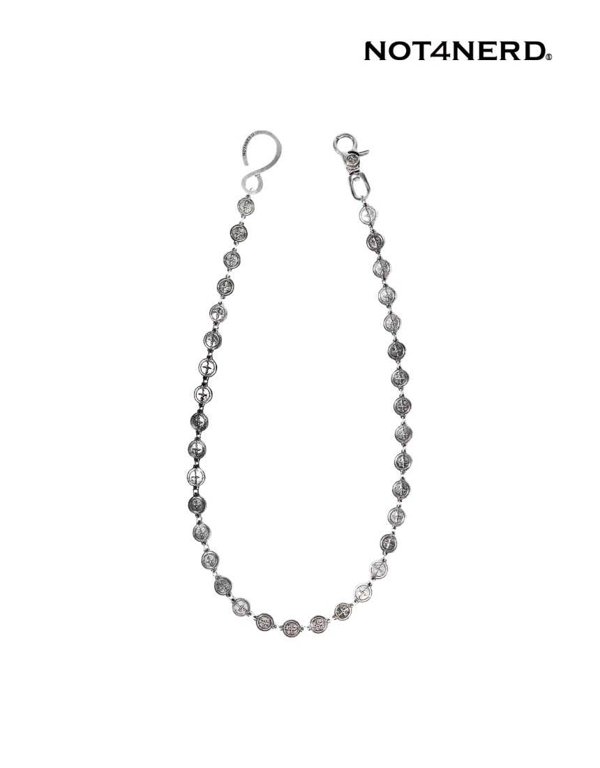 韓国限定 韓国人気 SNSで流行のファッショントレンド アクセサリー ユニセックス 4 Symbol Coin Ball Wallet Chain - Silver