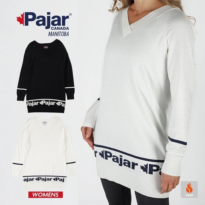 【SHOPクーポンあり】レディース ニット 丈長め チュニック Vネック Pajar パジャール 女性 婦人 セーター 洗える